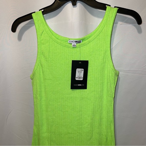 Abigail Ribbed Mini Dress - Lime - Picture 3 of 8